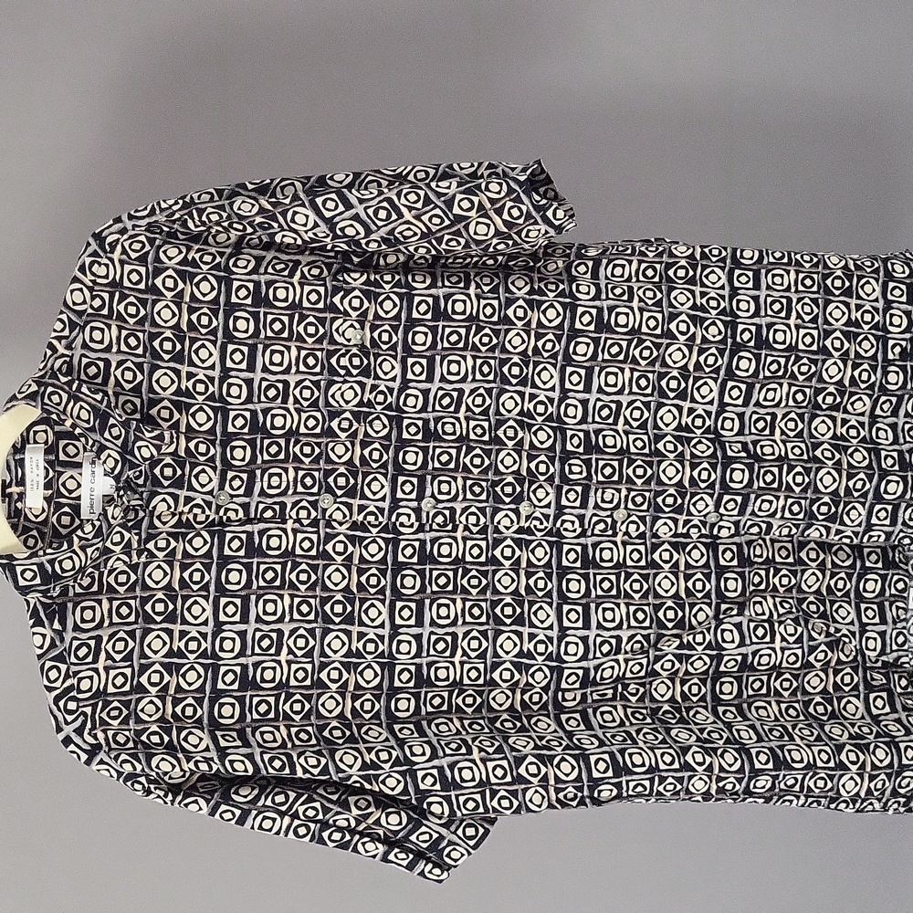Vintage Pierre Cardin All Over Print Short Sleeve Button Down Shirt Size M